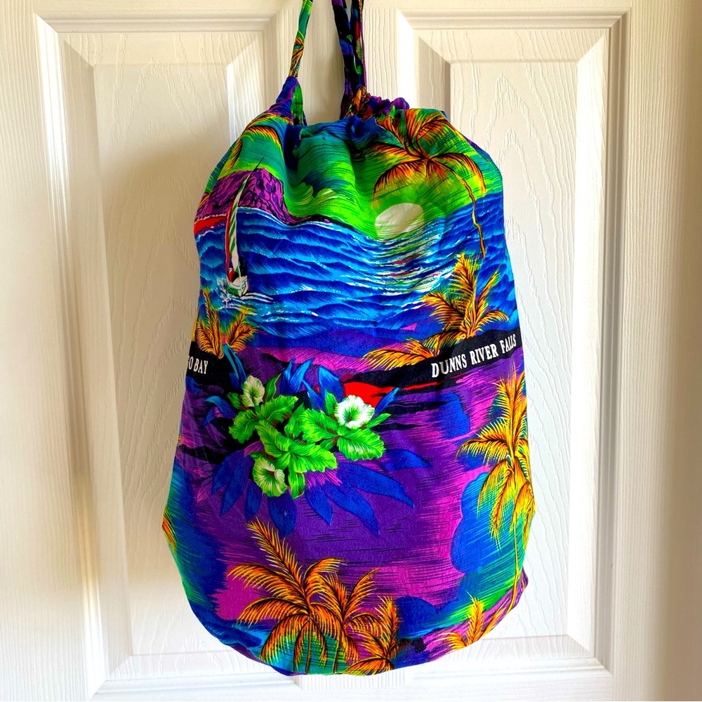 4/$20 Jamaica Caribbean Drawstring Lined Bucket Bag